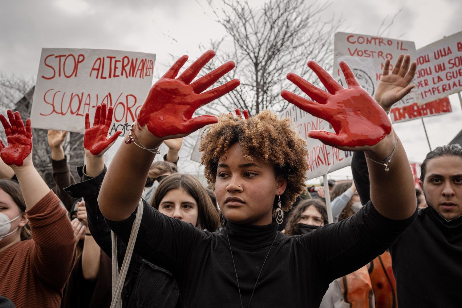 Una manifestazione di studenti contro l'alternanza scuola-lavoro