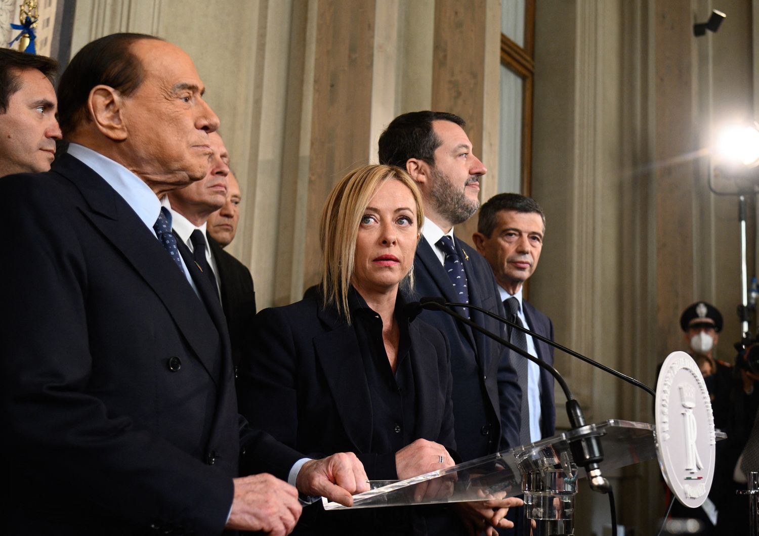 Berlusconi, Meloni, Salvini e Lupi al Quirinale