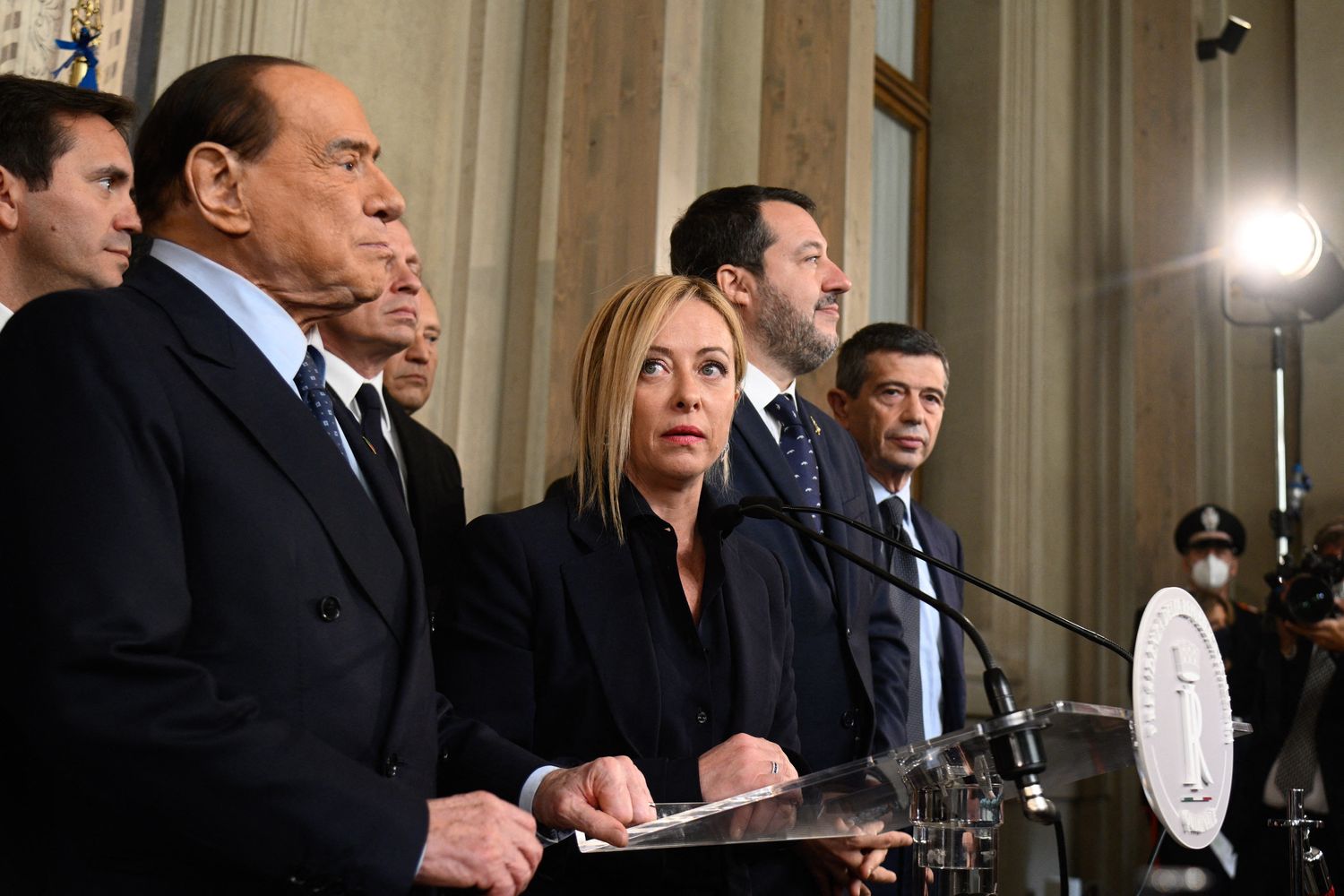 Berlusconi, Meloni, Salvini e Lupi al Quirinale