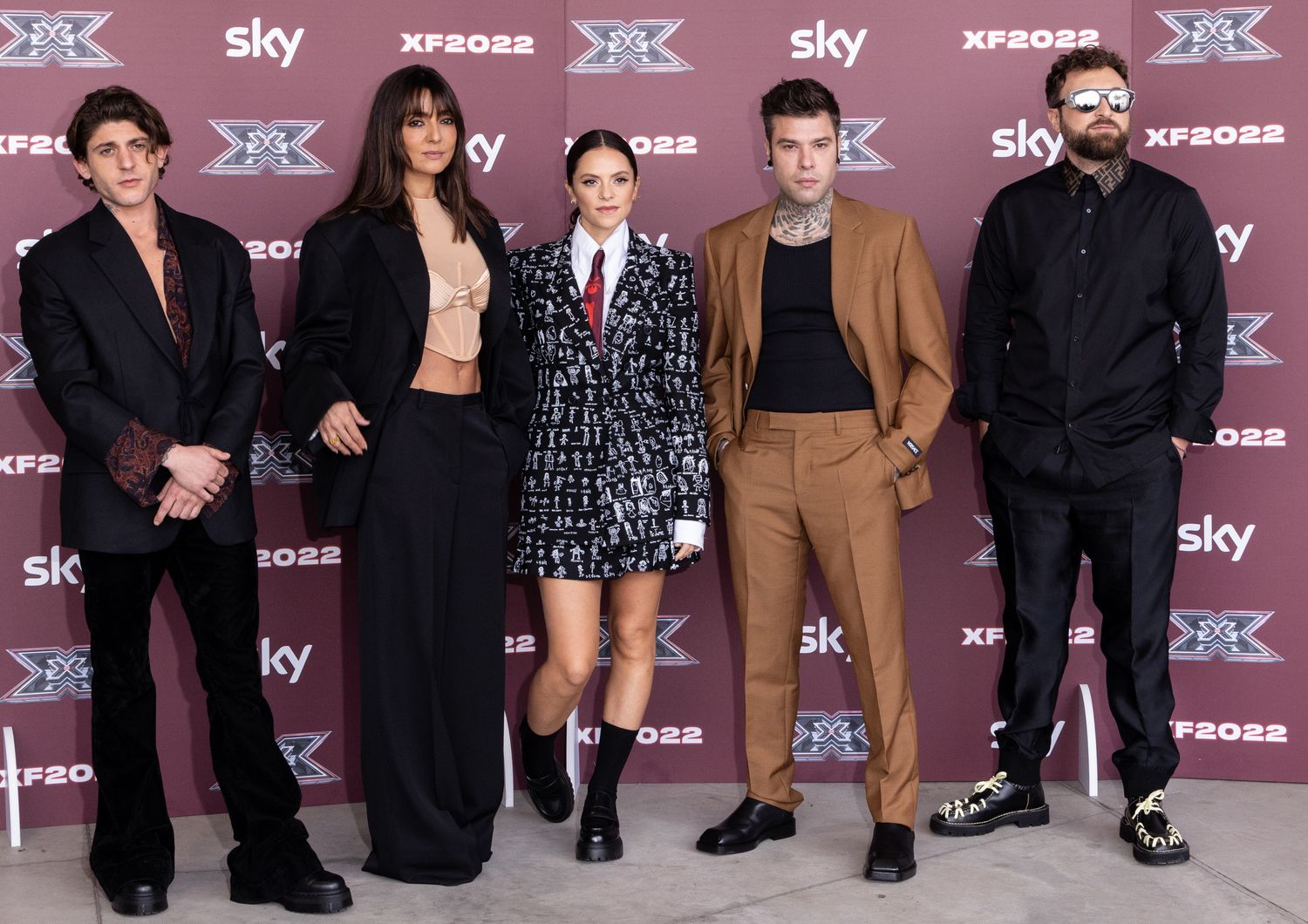 I giudici di X-Factor 2022: Rkomi, Ambra Angiolini, Francesca Michielin (presenta), Fedez e Dargen&nbsp; D'Amico