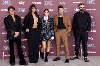 I giudici di X-Factor 2022: Rkomi, Ambra Angiolini, Francesca Michielin (presenta), Fedez e Dargen&nbsp; D'Amico