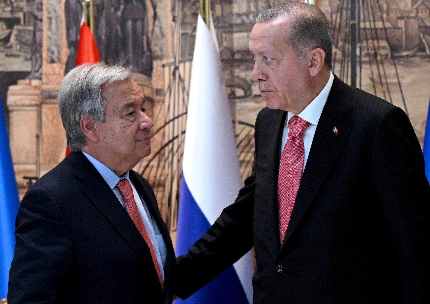 Il segretario generale dell'Onu Antonio Guterres e il presidente turco Recep Tayyip Erdogan&nbsp;