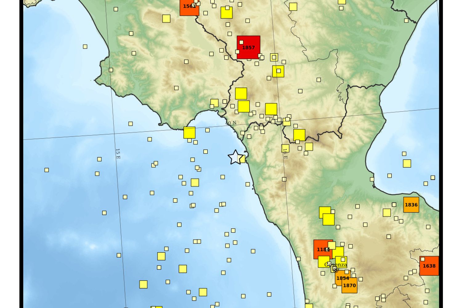 Il sisma sulla costa calabrese&nbsp;