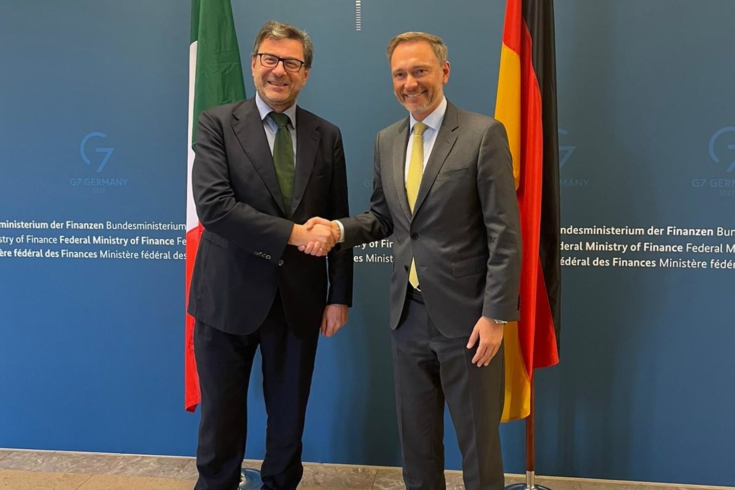 Giancarlo Giorgetti e il ministro delle Finanze tedesco Christian Lindner&nbsp;