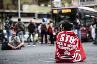 Manifestazione contro uno sgombero a Roma&nbsp;