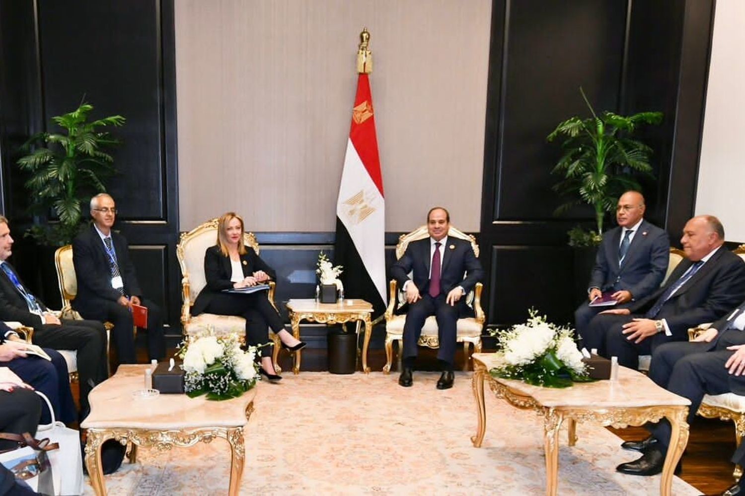 Il premier Giorgia Meloni e il presidente della Repubblica Araba d'Egitto, Abdel Fattah al-Sisi&nbsp;