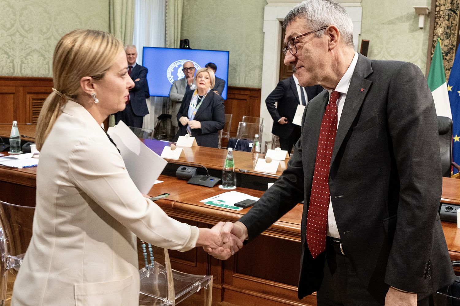 Giorgia Meloni con Maurizio Landini