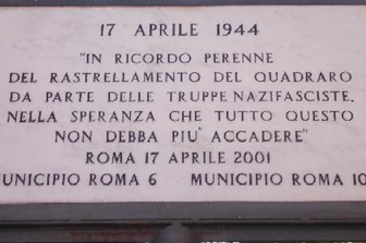 La targa in ricordo del ratsrellamento del Quadraro&nbsp;