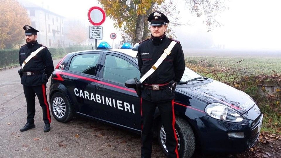 I carabinieri presidiano l'area del ritrovamento a Novellara