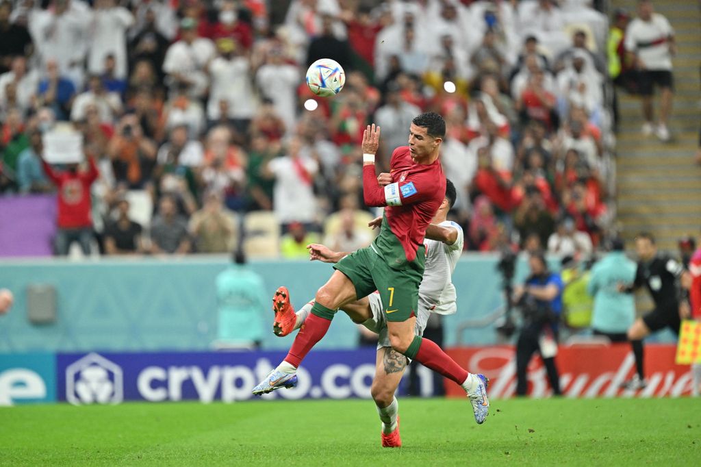Cristiano Ronaldo in azione in Portogallo-Svizzera