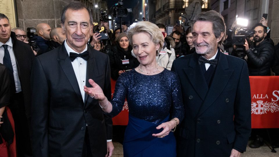 Ursula von der Leyen con Beppe Sala e Attilio Fontana