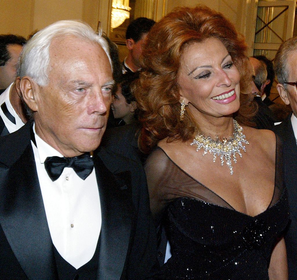Sophia Loren e Giorgio Armani nel 2004&nbsp;