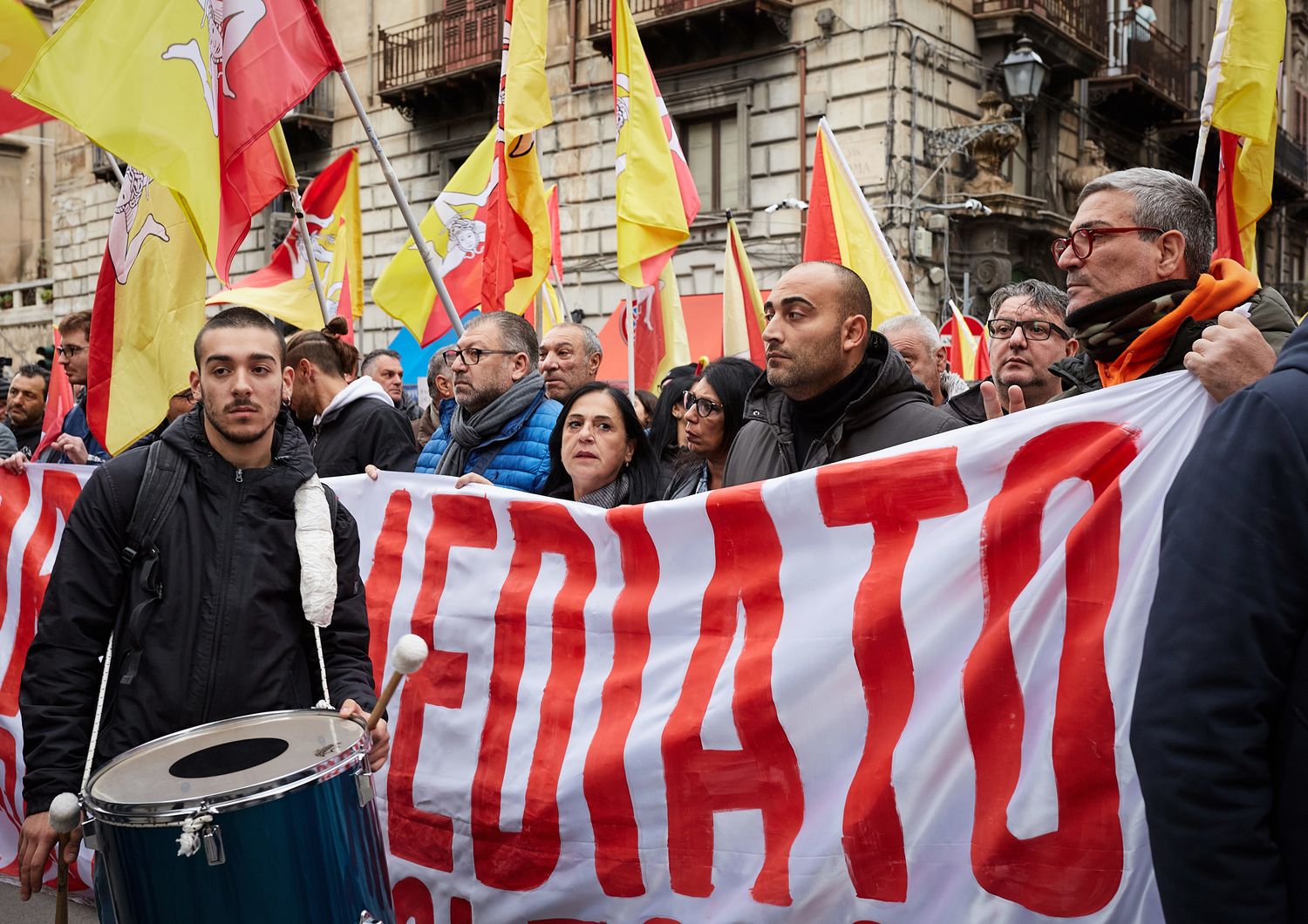 Manifestazione per il reddito di cittadinanza a Palermo
