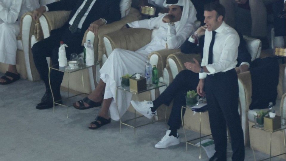 Macron dopo che l'attaccante argentino Lionel Messi ha segnato il terzo gol dell'Argentina&nbsp;