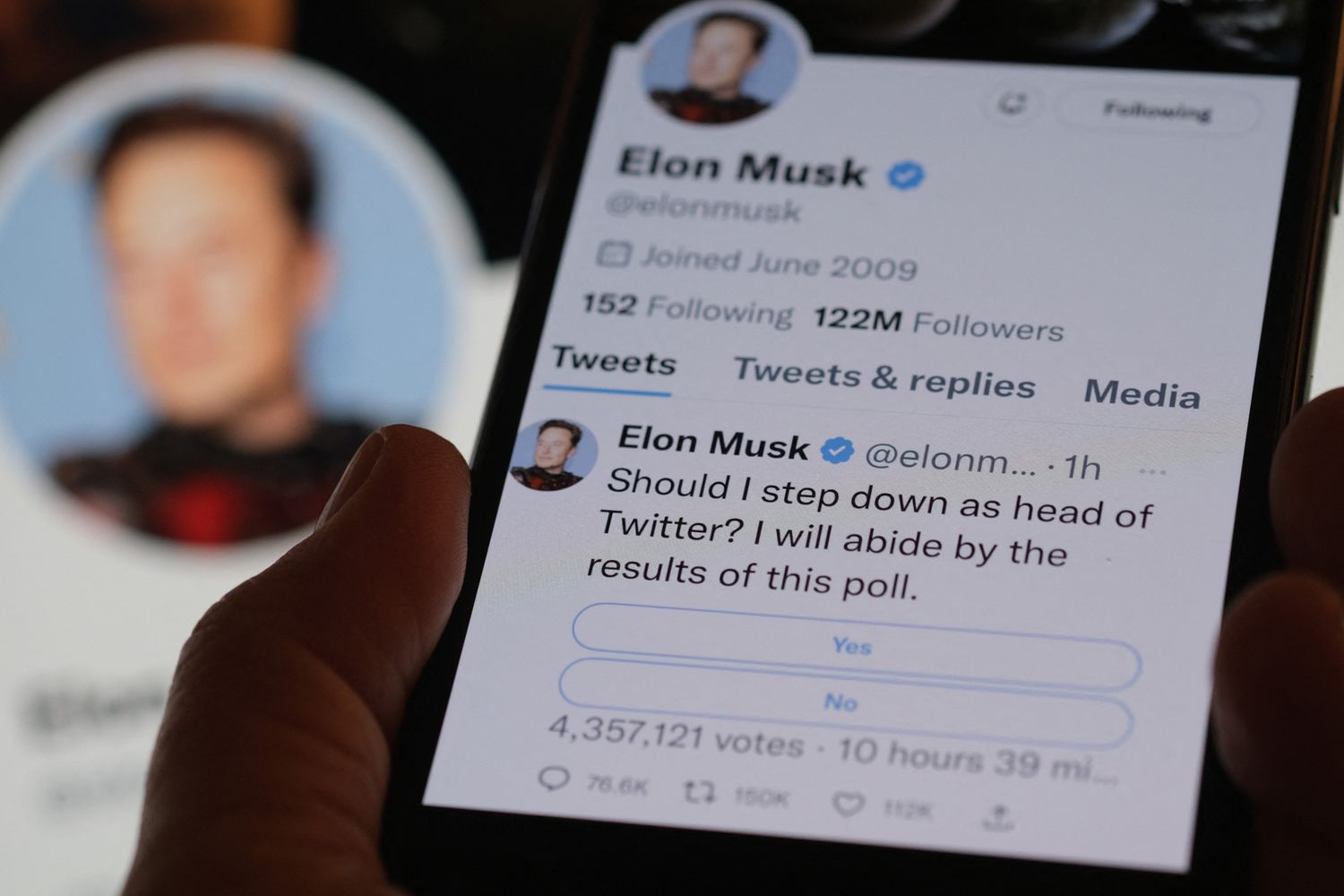 Elon Musk annuncia su Twitter un sondaggio sul suo destino alla guida della piattaforma social&nbsp;
