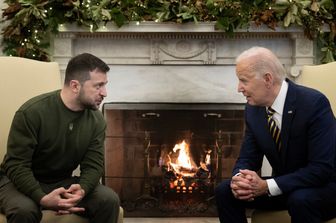 L'incontro tra Zelensky e Biden, il 21 dicembre scorso, nello studio ovale della Casa Bianca&nbsp;