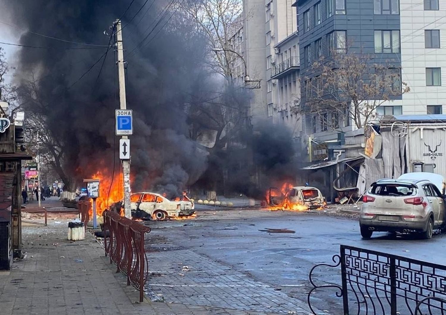 Kherson dopo i bombardamenti di ieri