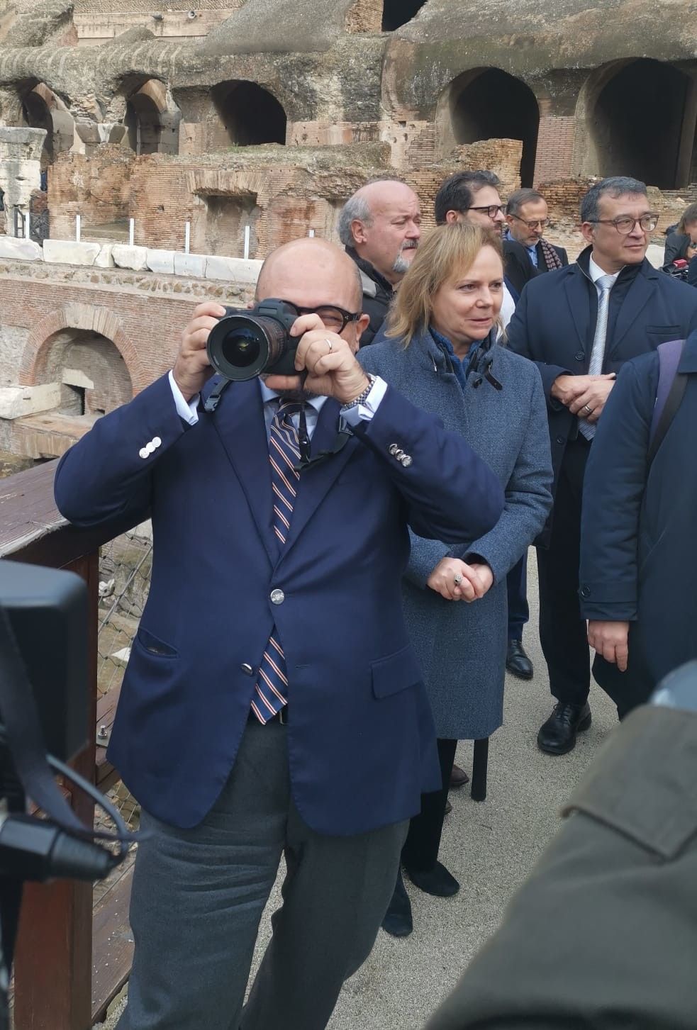 Il ministro della Cultura Gennaro Sangiuliano in visita al Colosseo
