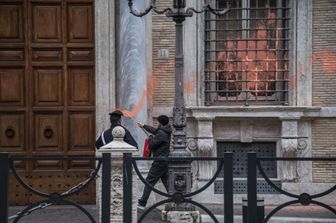 Attivisti imbrattano la facciata del Senato