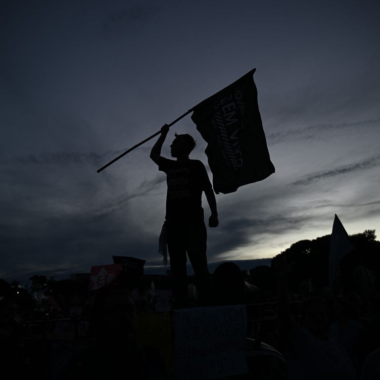Un manifestante a Brasilia