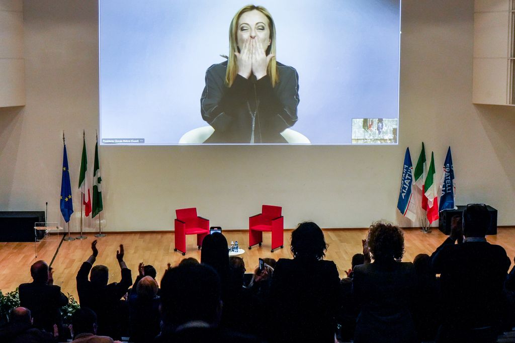 L'intervento via video di Giorgia Meloni