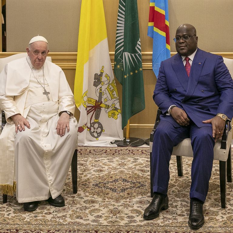 Papa Francesco con il presidente della Repubblica Democratica del Congo, Felix Tshisekedi&nbsp;