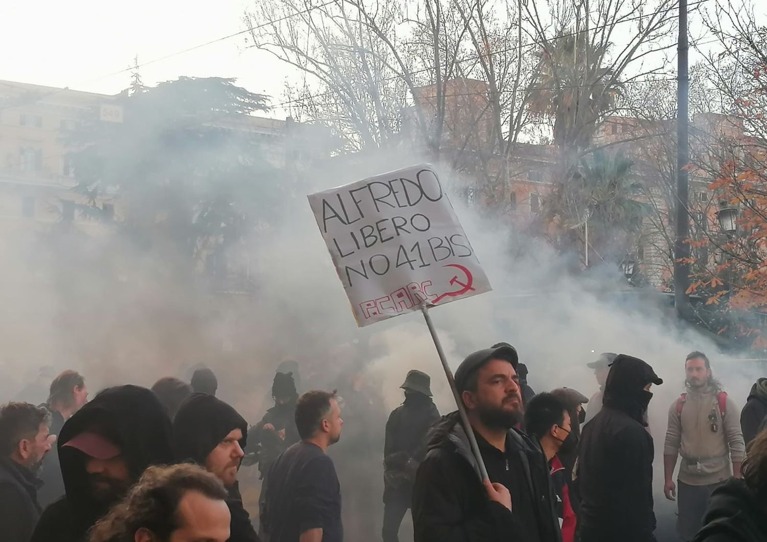La manifestazione degli anarchici a Roma