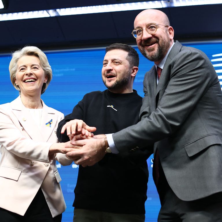 Ursula von der Leyen, Charles Michel e Volodymyr Zelensky