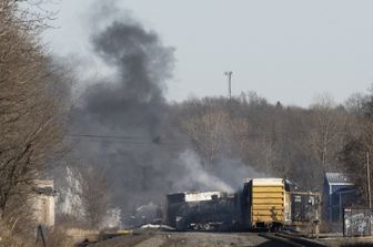 L'area dell'incidente ferroviario in Ohio