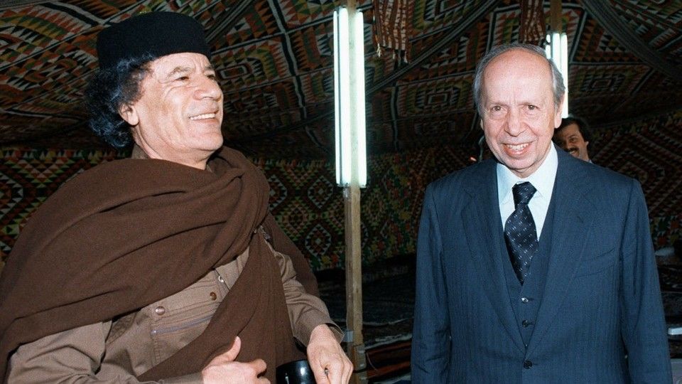 Lamberto Dini con Muʿammar Gheddafi