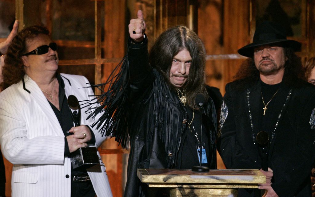 I Lynyrds Skynyrd nella Rock and Roll Hall of Fame: da sinistra Billy Powell, Artimus Pyle e Gary Rossington