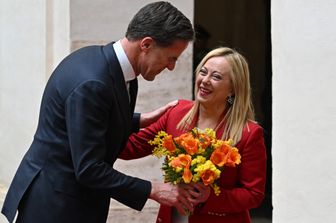 Rutte e Meloni, rispettivamente premier di Olanda e Italia