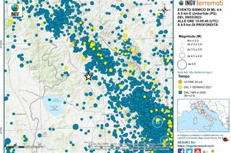 L'area del terremoto elaborata da INGV