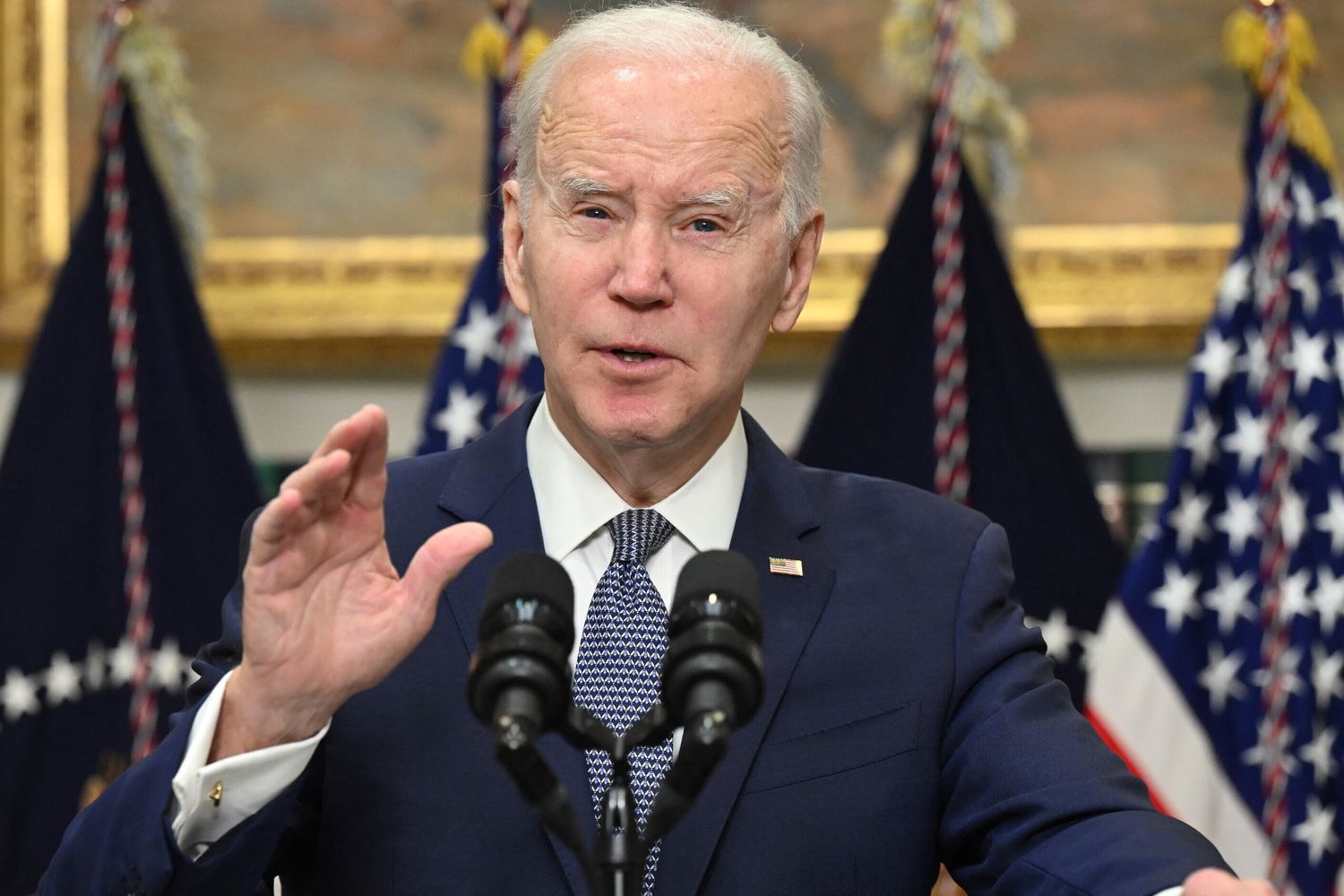 Joe Biden durante una conferenza stampa alla Casa Bianca