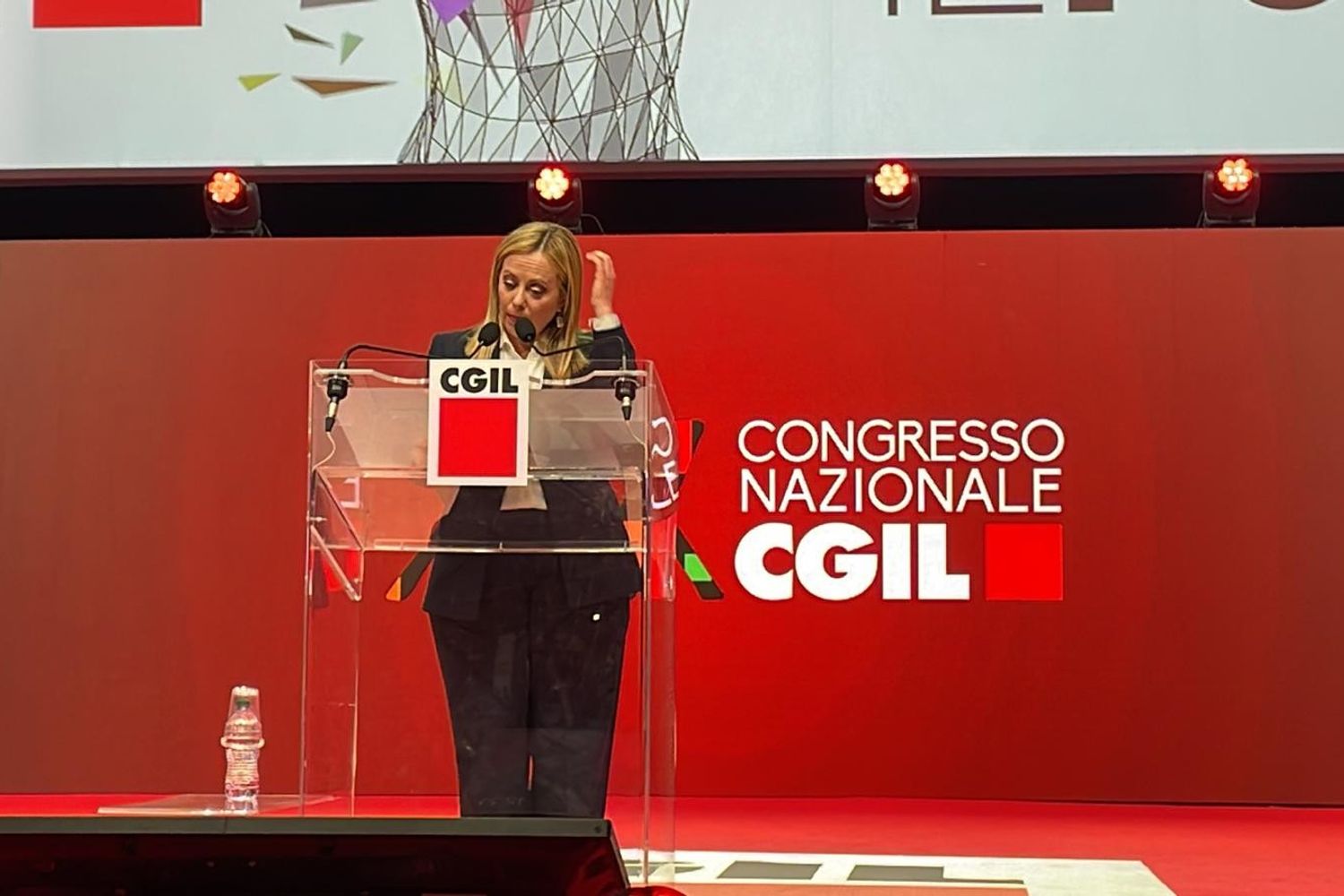 Giorgia Meloni al congresso della Cgil