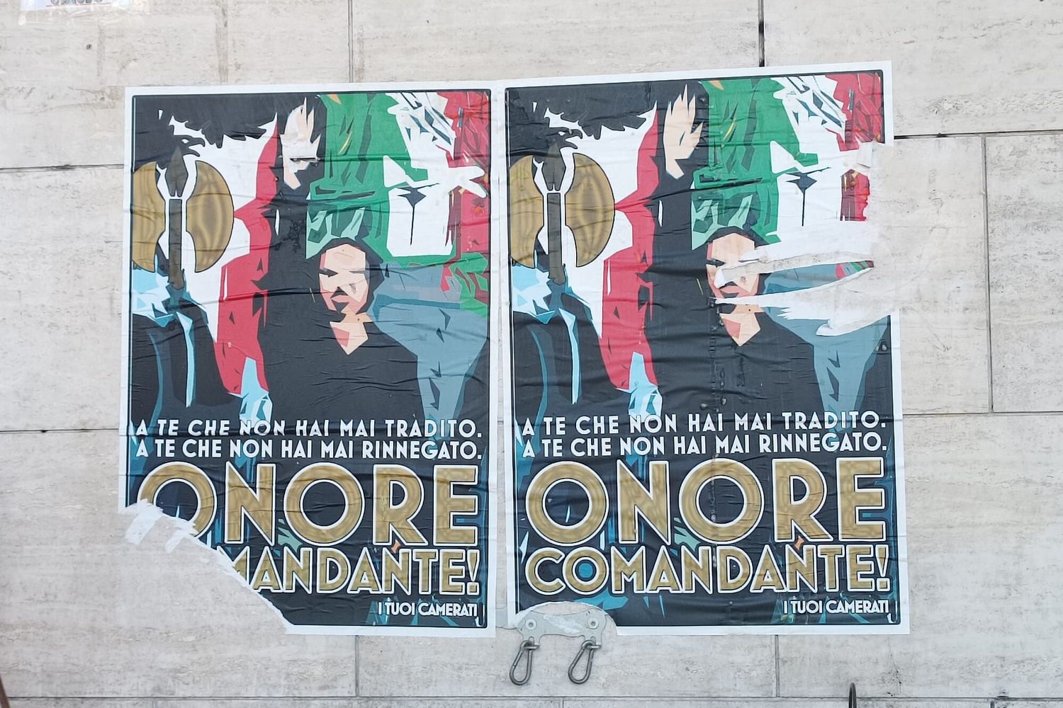 Affissi poster nel giorno dei funerali di Concutelli&nbsp;