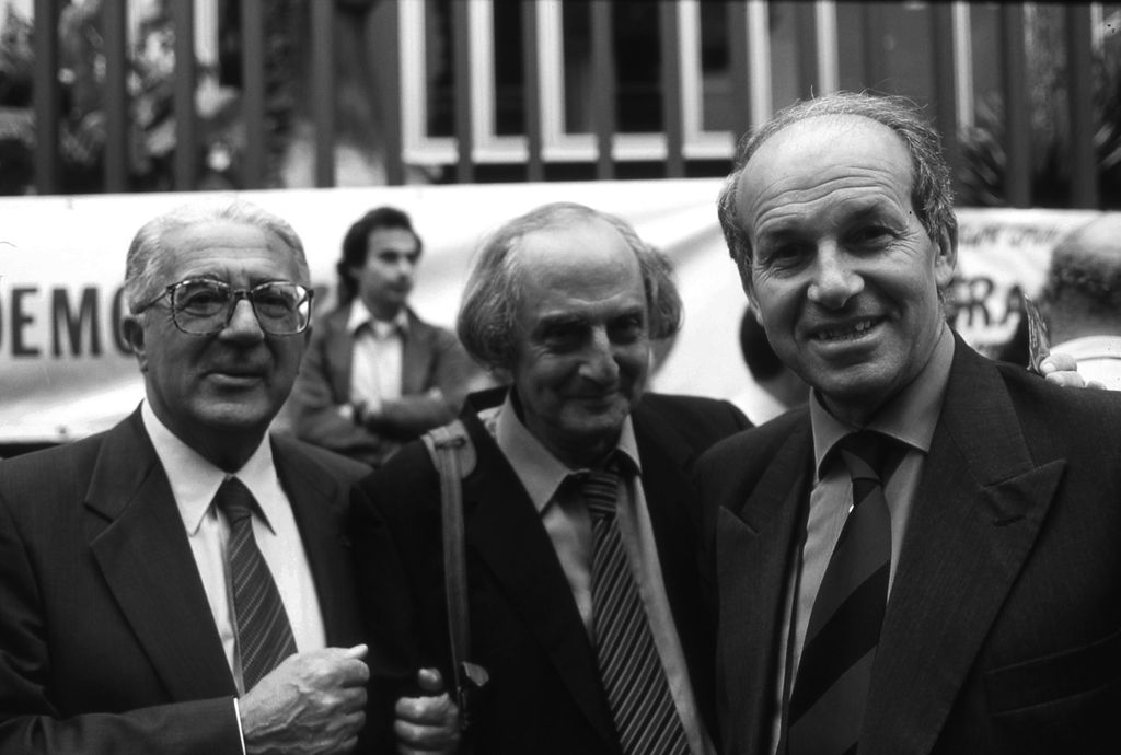 Citto Maselli con Armando Cossuta e Fausto Bertinotti