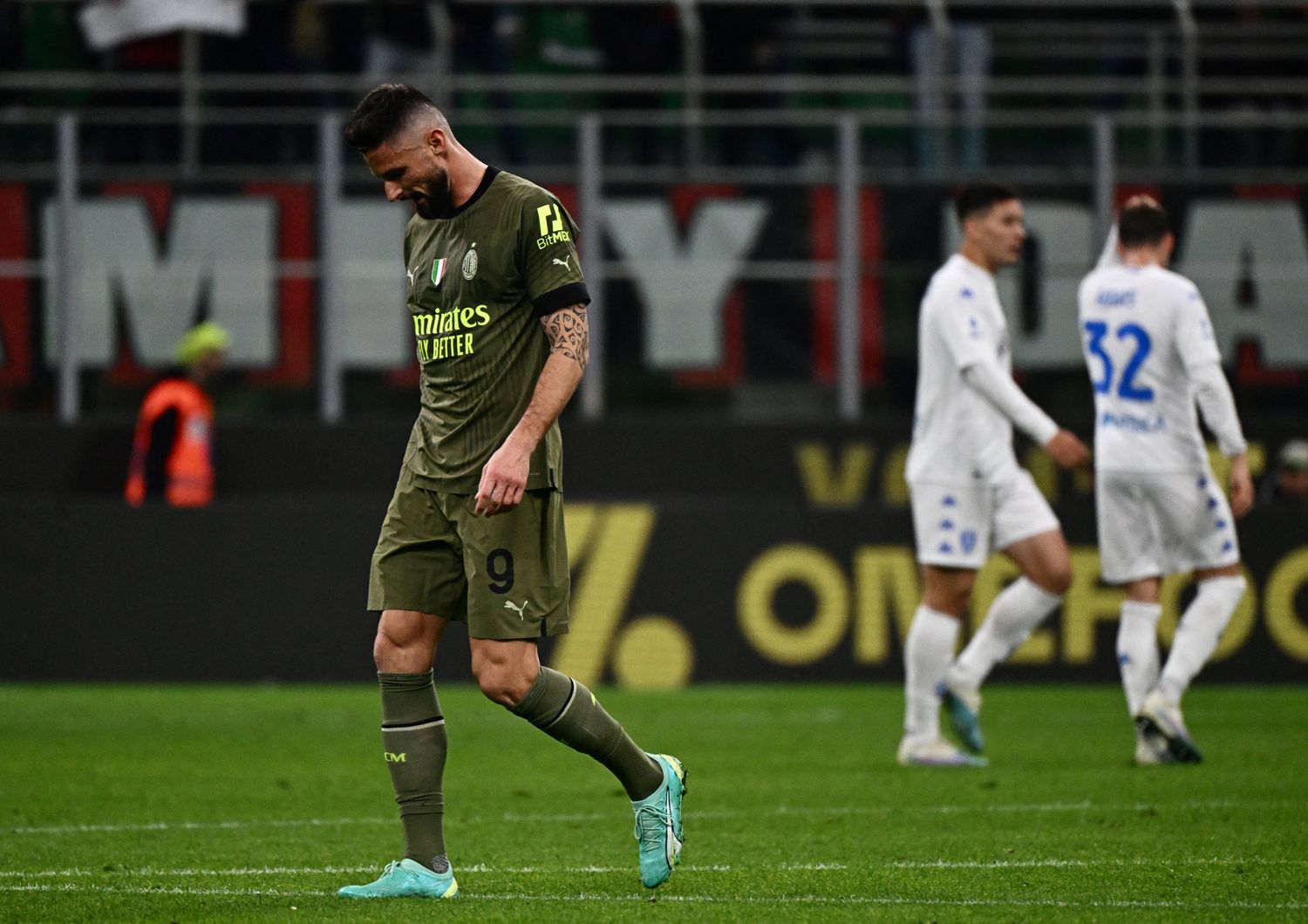 Olivier Giroud durante il match tra Milan e Empoli a San Siro &nbsp;