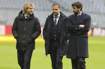 Pavel Nedved, vicepresidente Juventus, Andrea Agnelli, Presidente della Juventus, e Fabio Paratici Direttore sportivo Juventus