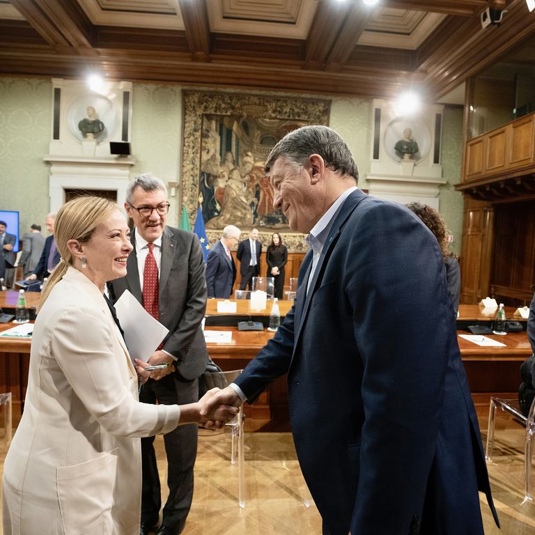 Meloni riceve i leader di Cgil, Cisl e Uil