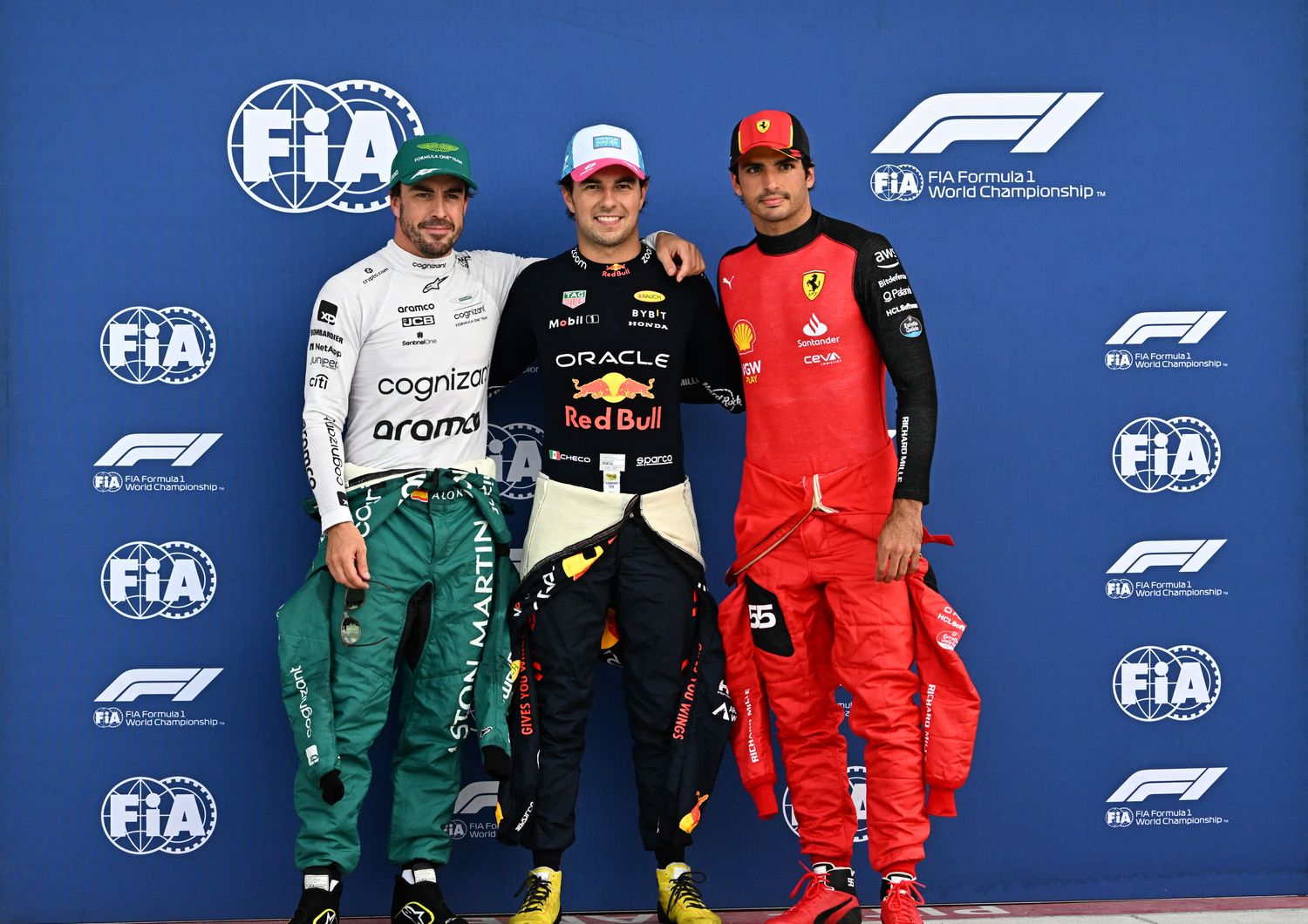 Sergio Perez, Fernando Alonso e Carlos Sainz, podio pole position al Gp di Miami