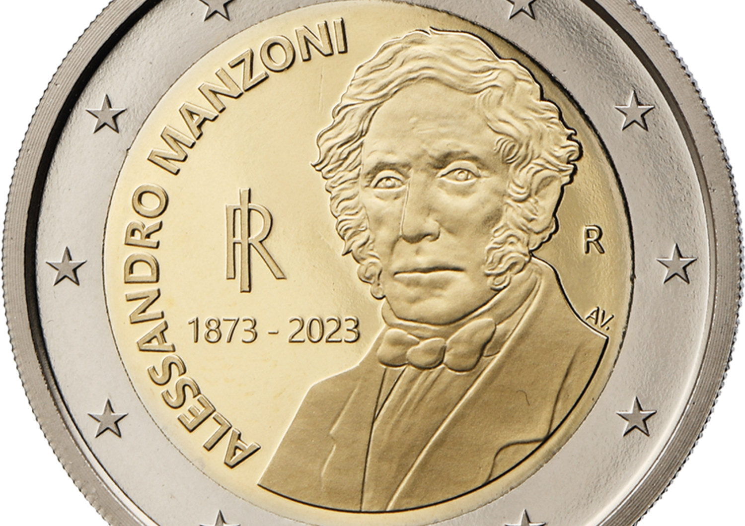 numismatica moneta due euro morte manzoni