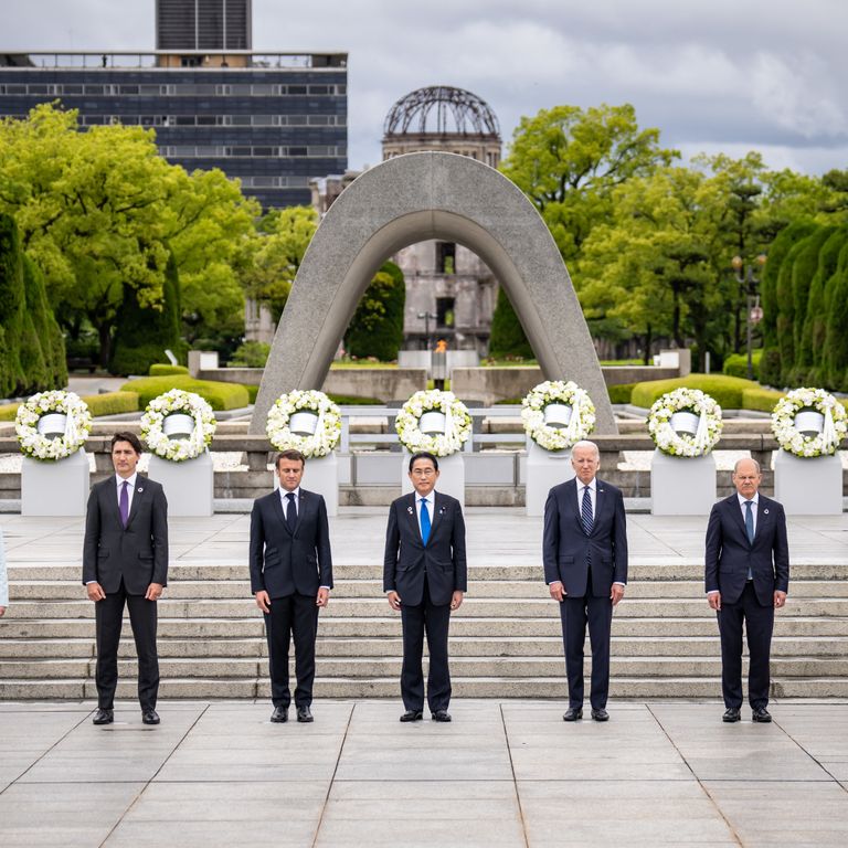 Meloni e i leader del G7 al Memorial di Hiroshima&nbsp;