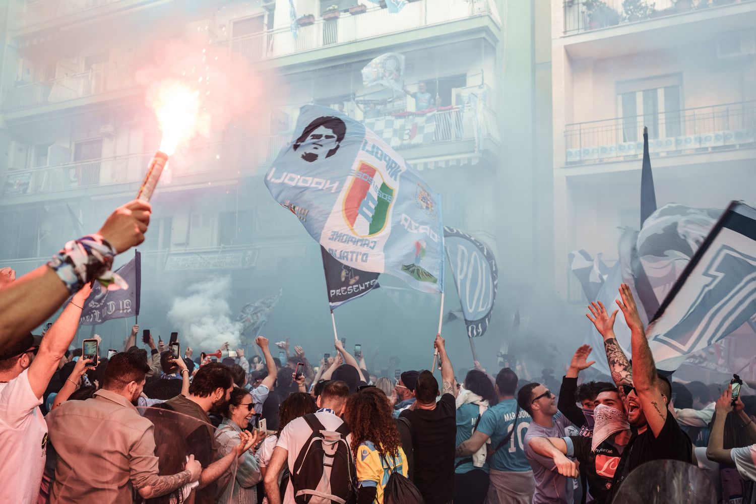 La festa per lo scudetto del Napoli