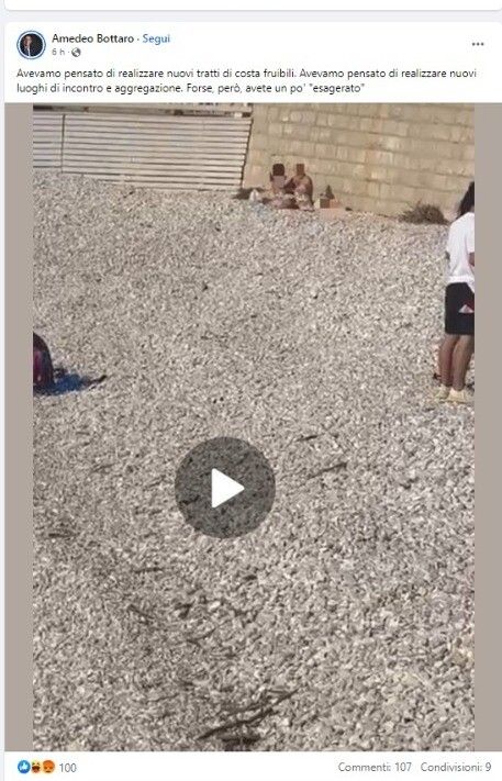 Lo screenshot pubblicato dal sindaco di Trani