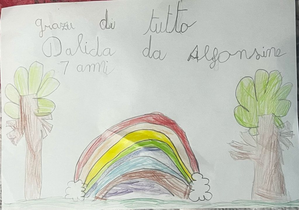 Il disegno che Dalida ha regalato ai soccorritori