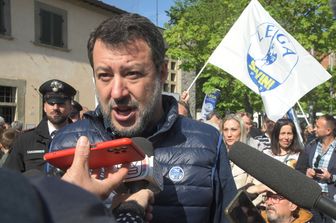 Matteo Salvini in campagna elettorale a Campi Bisenzio