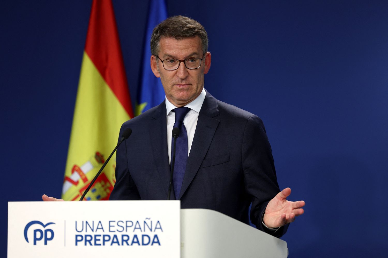 Il presidente del Partito Popolare, Alberto Nunez Feij&ograve;o