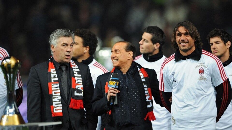 Con Carlo Ancelotti e Paolo Maldini