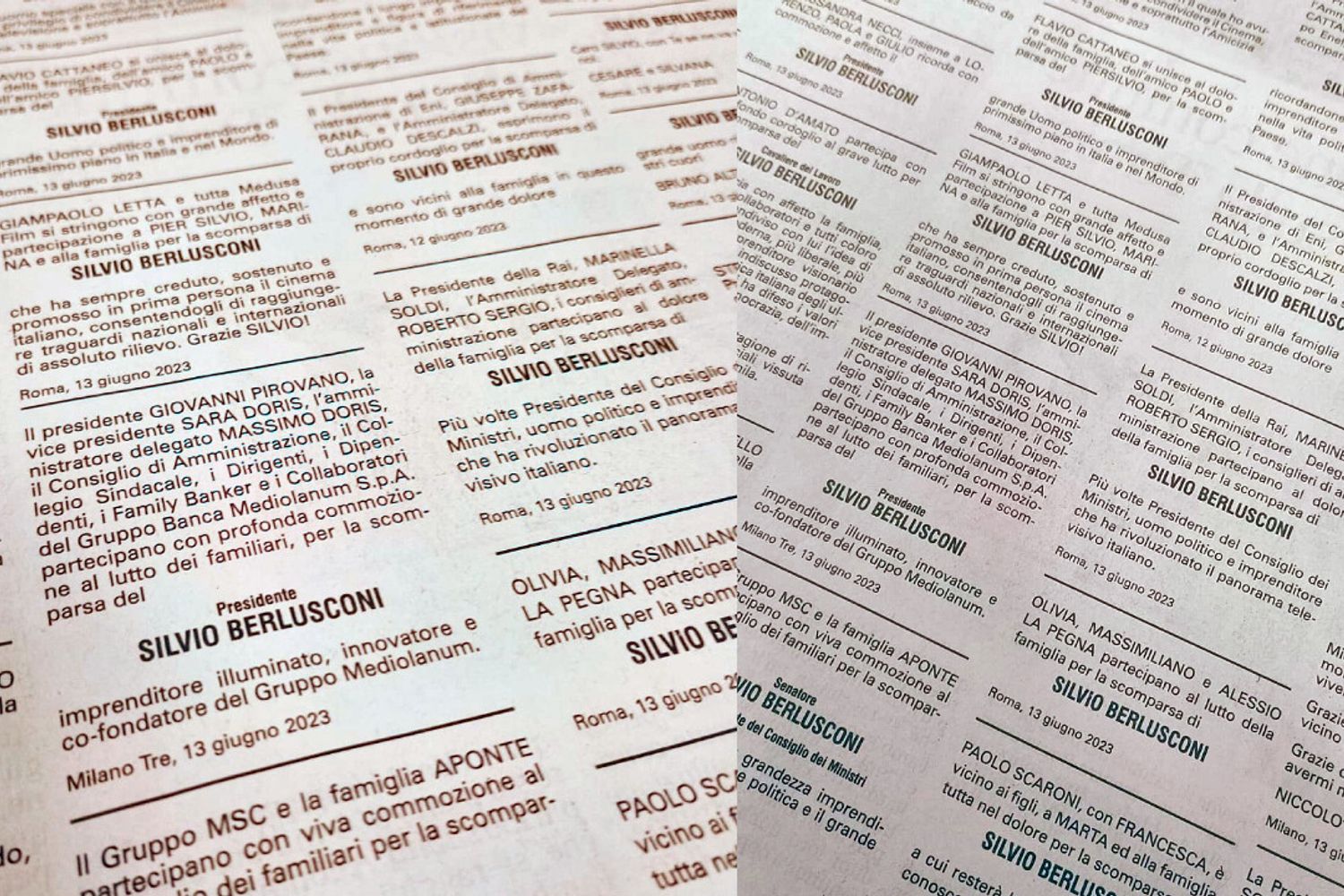 Necrologi per Silvio Berlusconi